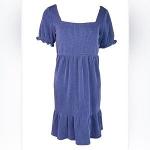 Simply Southern Navy Square Neck Ribbed Dress Size L - NEW